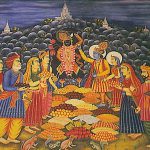 Sri Krishna worshipping Govardhan